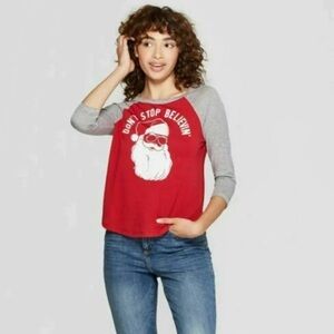 Fifth Sun "Don't Stop Believin'" 3/4 Sleeve Red/Gray Size Small